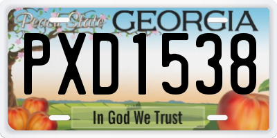 GA license plate PXD1538