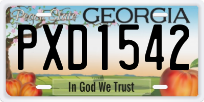 GA license plate PXD1542