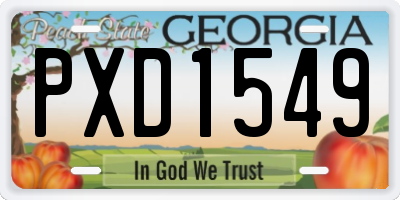 GA license plate PXD1549