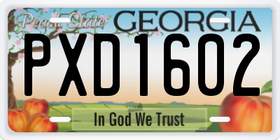 GA license plate PXD1602