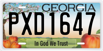 GA license plate PXD1647