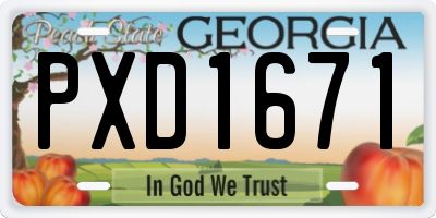 GA license plate PXD1671