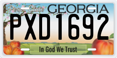 GA license plate PXD1692