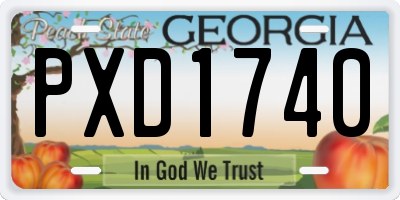 GA license plate PXD1740