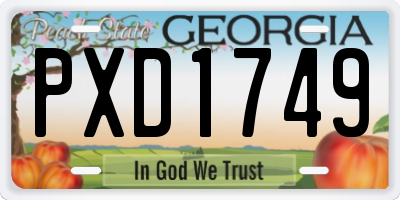 GA license plate PXD1749