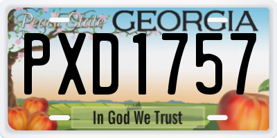 GA license plate PXD1757