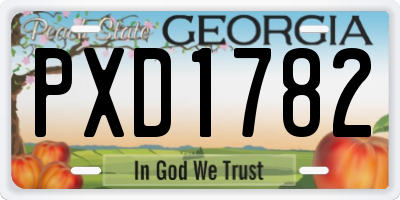 GA license plate PXD1782