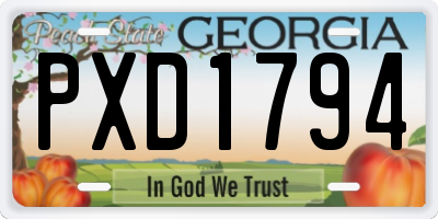 GA license plate PXD1794