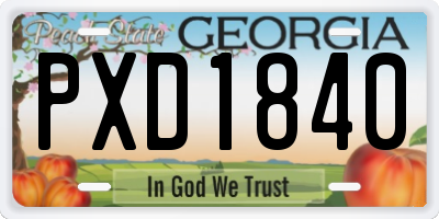 GA license plate PXD1840