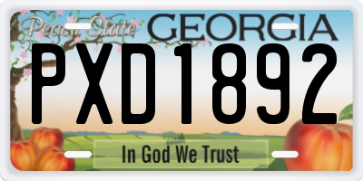 GA license plate PXD1892
