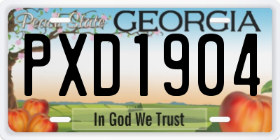 GA license plate PXD1904