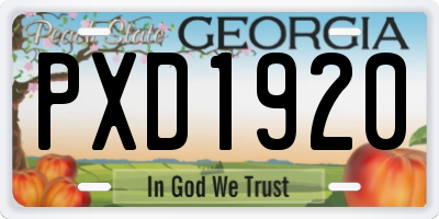 GA license plate PXD1920