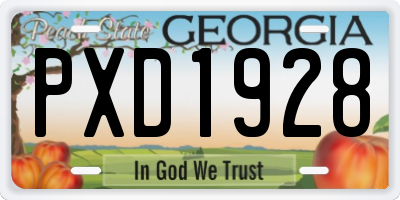 GA license plate PXD1928