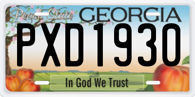 GA license plate PXD1930