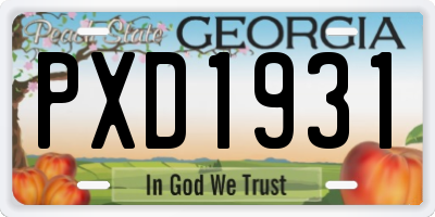 GA license plate PXD1931