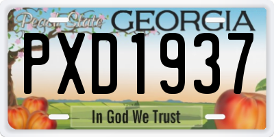 GA license plate PXD1937