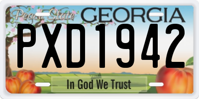 GA license plate PXD1942