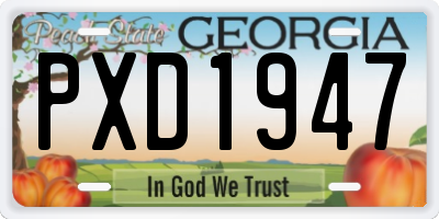 GA license plate PXD1947