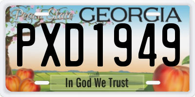 GA license plate PXD1949