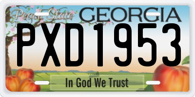 GA license plate PXD1953
