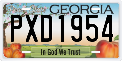 GA license plate PXD1954