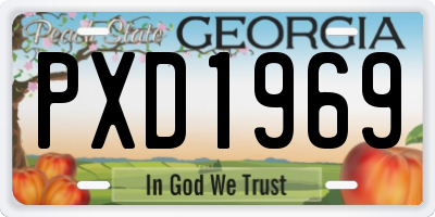 GA license plate PXD1969