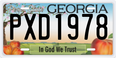 GA license plate PXD1978