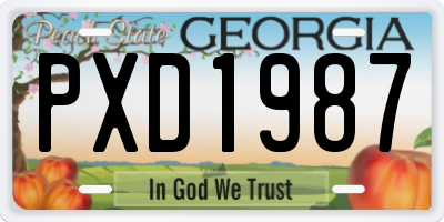 GA license plate PXD1987