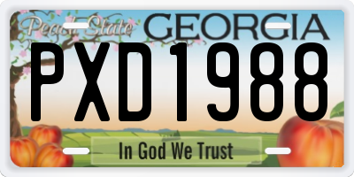 GA license plate PXD1988