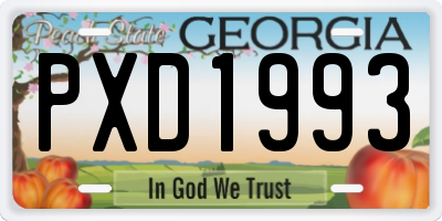 GA license plate PXD1993