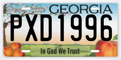 GA license plate PXD1996