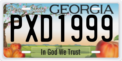 GA license plate PXD1999