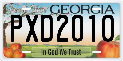 GA license plate PXD2010