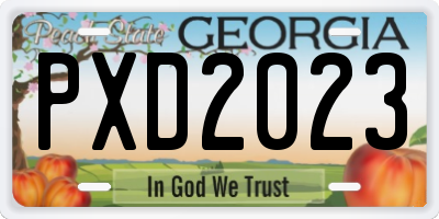 GA license plate PXD2023