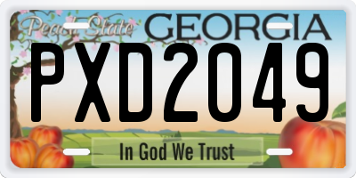 GA license plate PXD2049