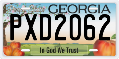 GA license plate PXD2062