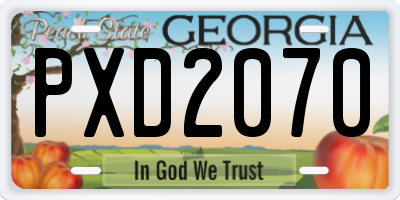 GA license plate PXD2070
