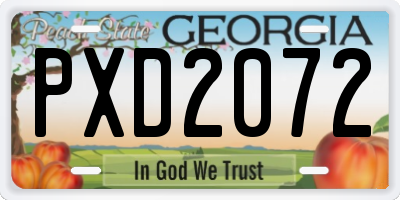 GA license plate PXD2072