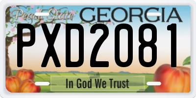 GA license plate PXD2081