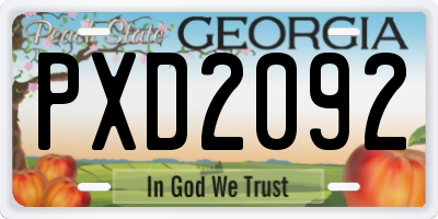 GA license plate PXD2092