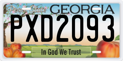 GA license plate PXD2093
