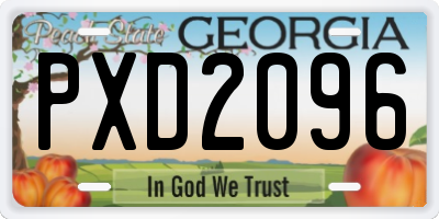 GA license plate PXD2096