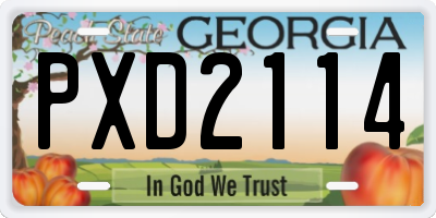 GA license plate PXD2114