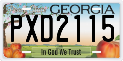 GA license plate PXD2115