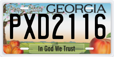 GA license plate PXD2116