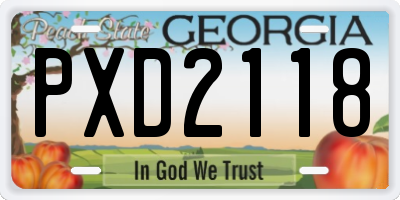GA license plate PXD2118