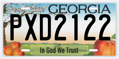 GA license plate PXD2122