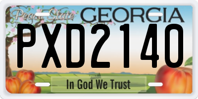 GA license plate PXD2140