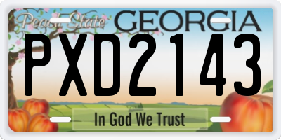 GA license plate PXD2143