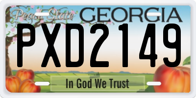 GA license plate PXD2149
